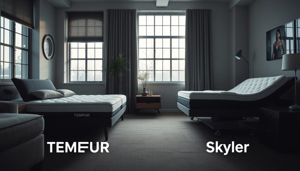 生成TEMPUR和Skyler護脊床褥的比較圖片