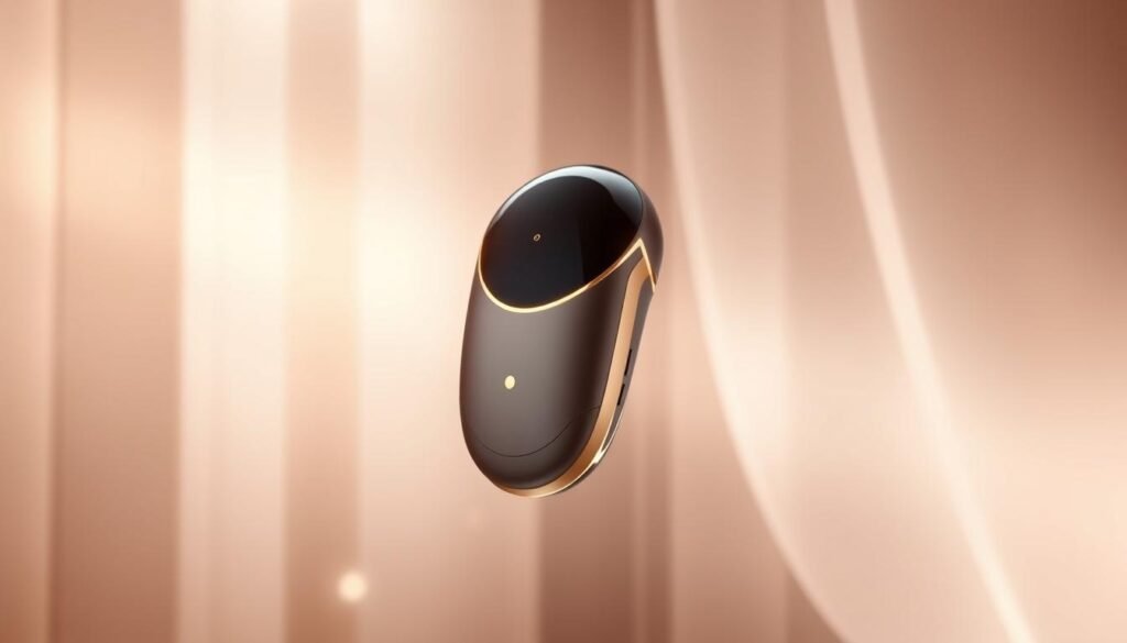 Oligio X 原美電波by Glowin' Beaute, a high-tech beauty device that delivers a captivating, tightening effect. Set against a backdrop of soft, glowing light, the device hovers in the foreground, its sleek and modern design catching the eye. Subtle golden accents accentuate the premium quality, while a sense of serenity pervades the scene, hinting at the device's soothing, rejuvenating powers. The overall atmosphere evokes a sense of luxurious, high-end self-care, perfectly capturing the essence of Oligio X 原美電波and its transformative capabilities.